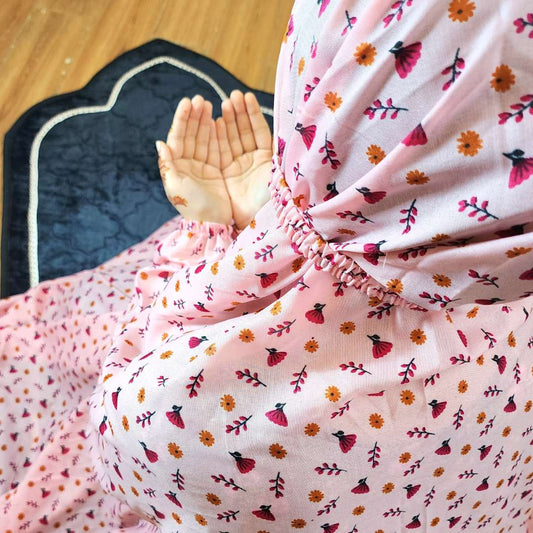 Printed Namaz Chadar with sleeves and Niqab - 008