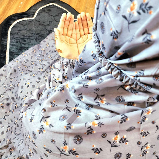 Printed Namaz Chadar with sleeves and Niqab - 010