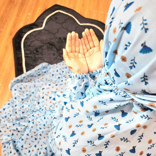 Printed Namaz Chadar with sleeves and Niqab - 011