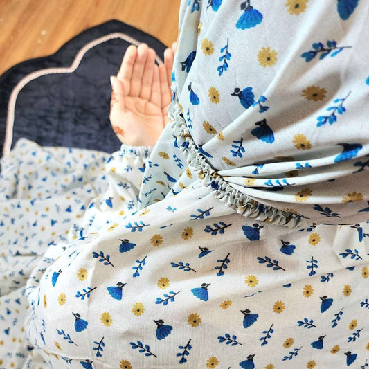 Printed Namaz Chadar with sleeves and Niqab - 012