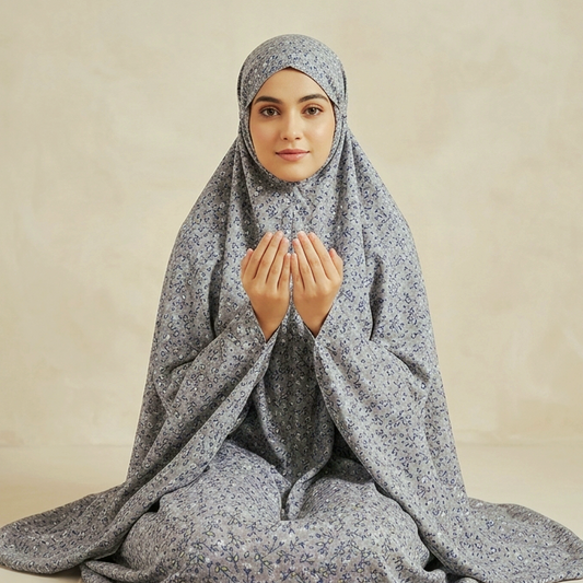 Printed Namaz Chaddar with sleeves and Niqab-Calico Floral