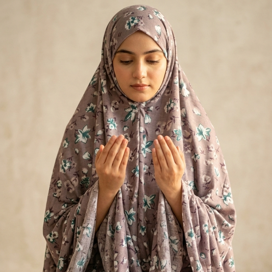 Printed Namaz Chaddar with sleeves and Niqab-Vintage Floral