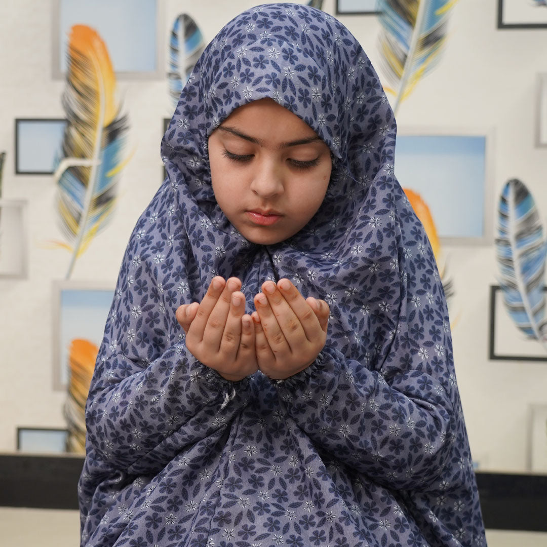 Kids Midnight Blue Printed Namaz Chaddar - 05