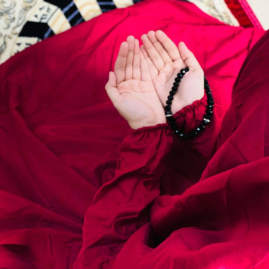 Plain Namaz Chadar with sleeves and Niqab - Maroon