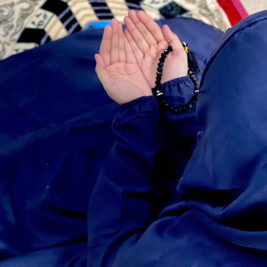 Plain Namaz Chadar with sleeves and Niqab - Navy Blue