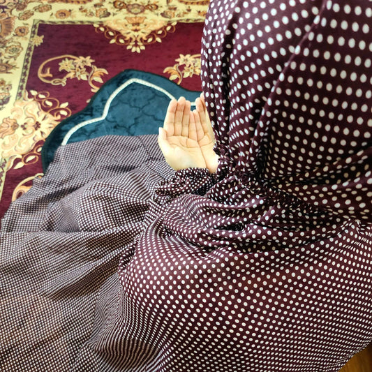 Printed Namaz Chadar with Sleeves and Niqab - 006